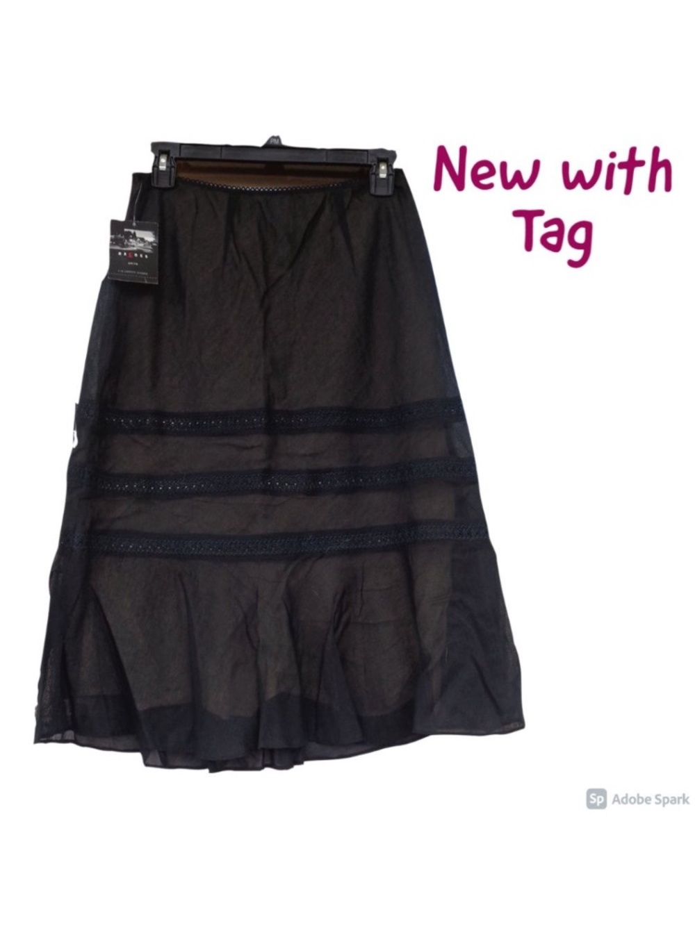 Vintage Y2K boho elasticwaist skirt crochet like detail size 6P - Picture 10 of 17